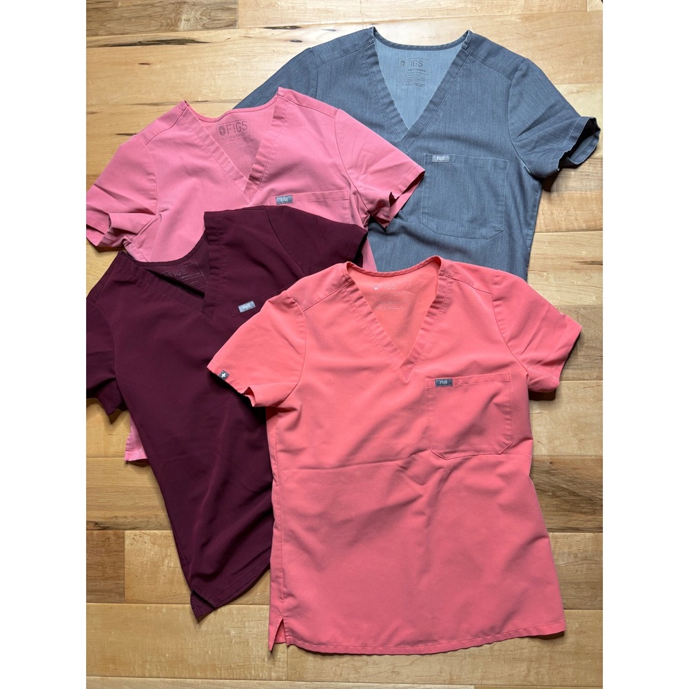 FIGS Scrub Tops Lot Women XS Multicolor 4 Pack Catarina V-Neck